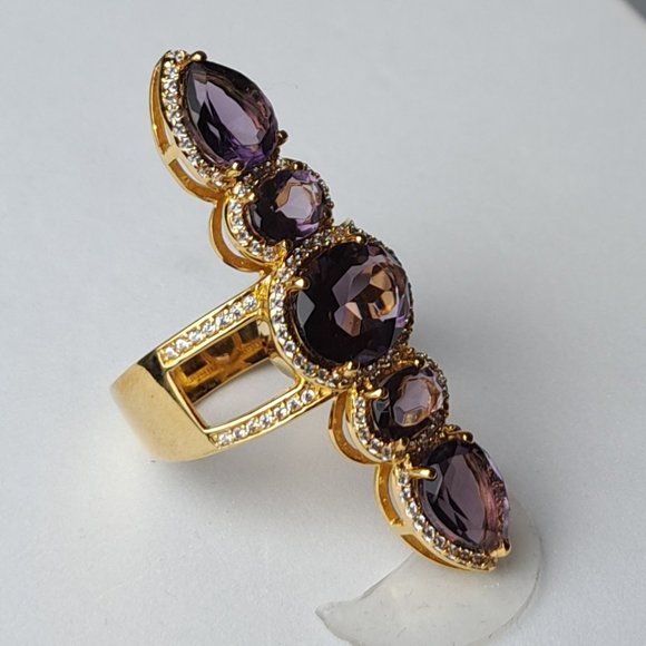 Hespera's Dark Amethyst Omega Ring in Gold - Picture 4 of 4